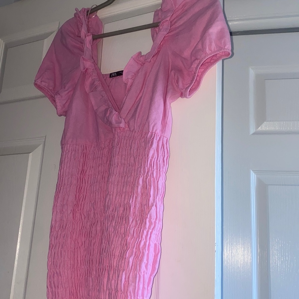 Zara pink body on ruffle dress